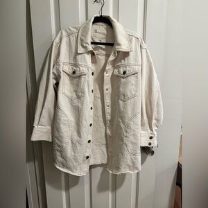 Anthropologie pilcro cream denim shacket jacket size small